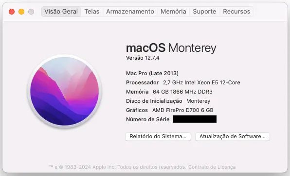 Apple Mac Pro 2013 Xeon 12 Core 2.7 GHz (12 núcleos