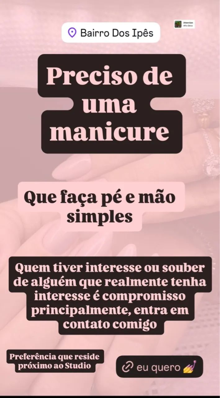 Vaga de manicure e pedicure 