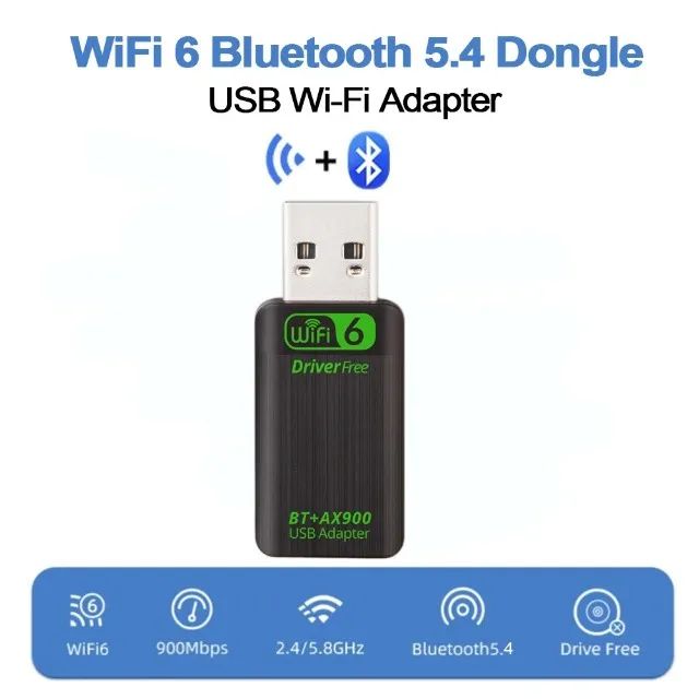 Adaptador 2 Em 1 Usb Wi-fi 6+Bluetooth 5.4 D. Band Win 10 E 11 - Foto 2