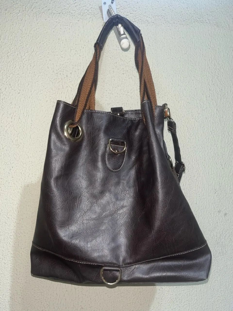 Bolsa sacola grande marrom - 2 alças (ombro e transversal) - Foto 3