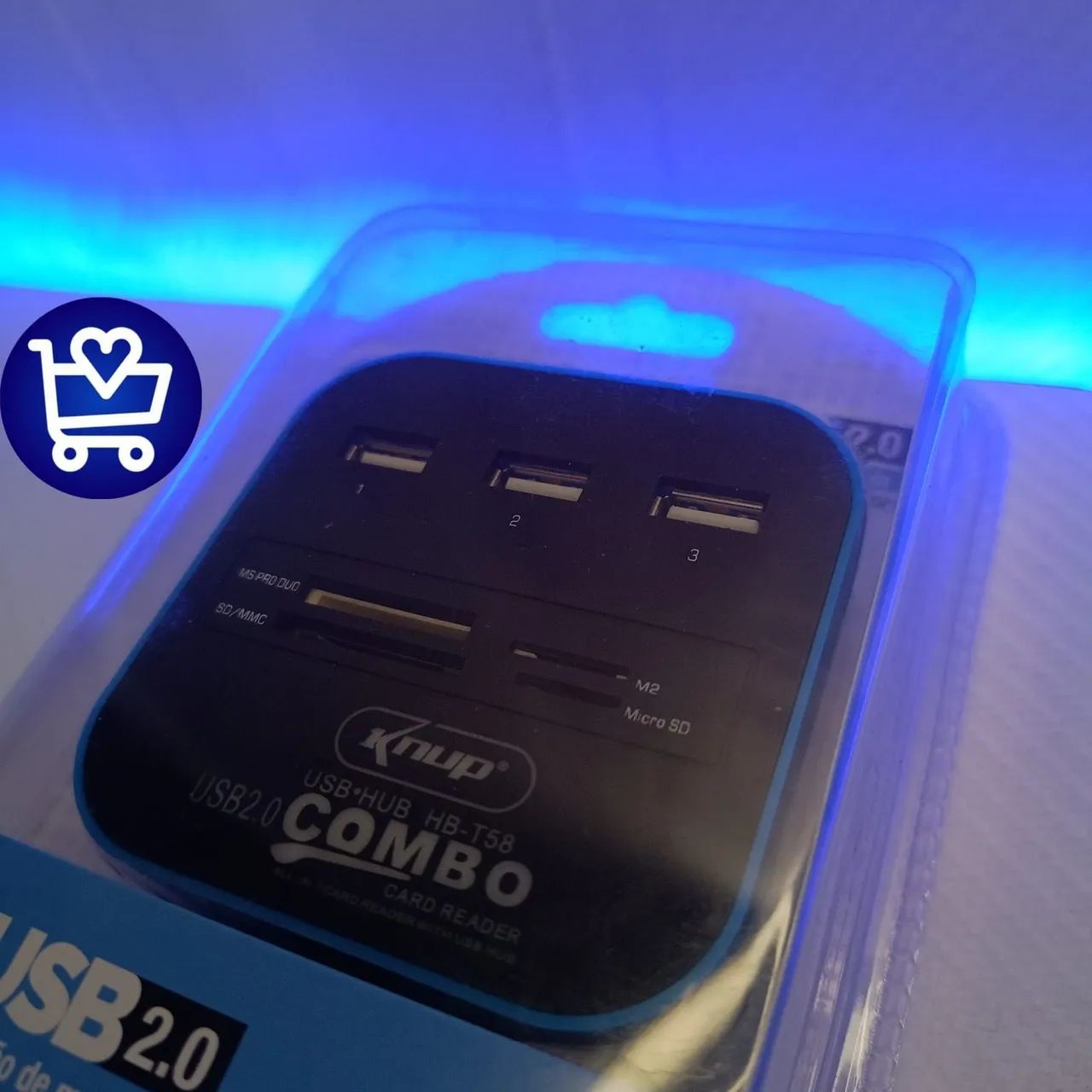 Hub USB 2.0 com Leitor de Cartão de Memória Knup HB-T58 - Foto 2