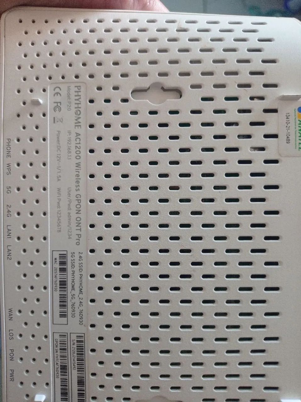 Roteador GPON PHYHOME AC1200 Wireless P20