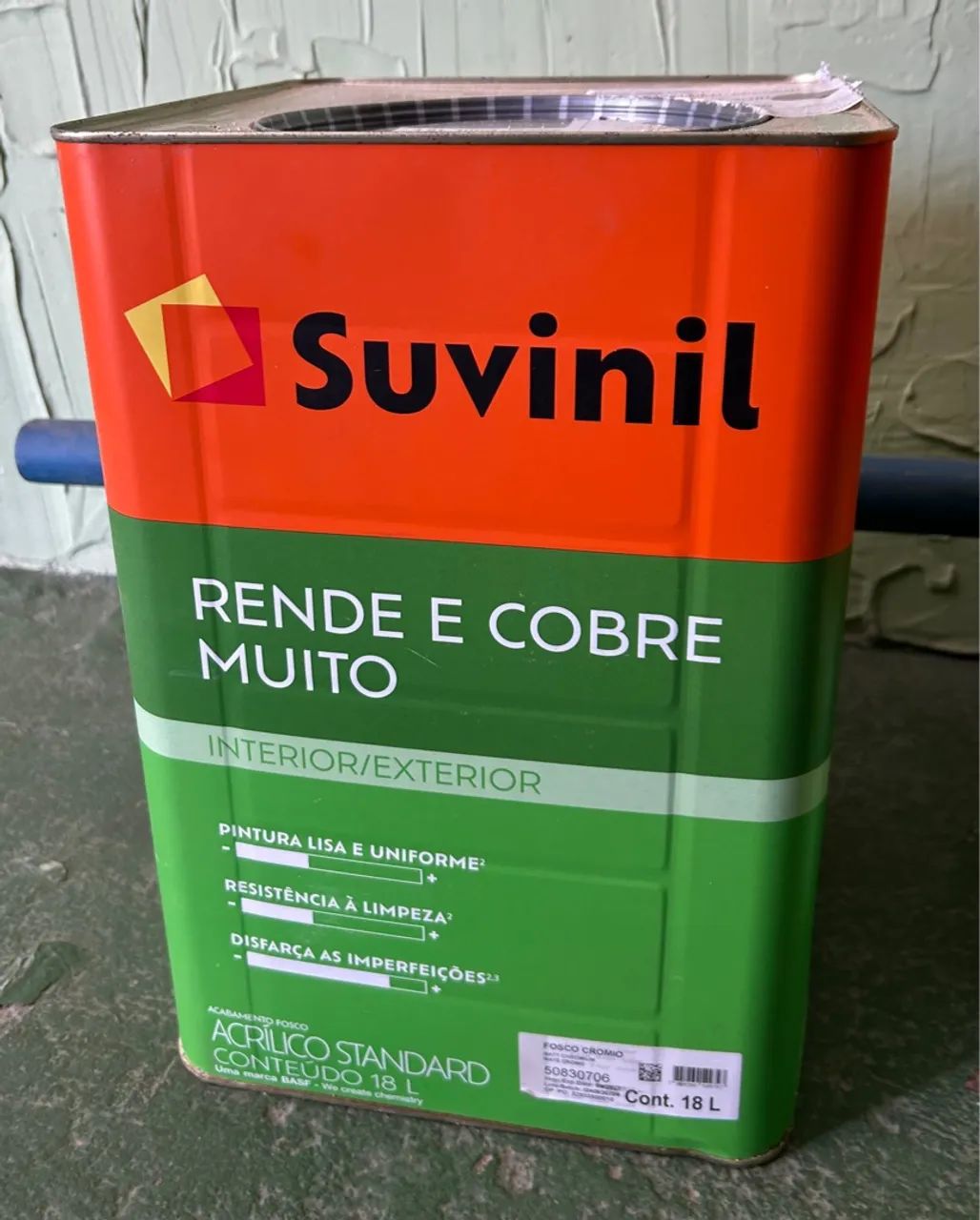 Tinta Acrílica Standard Suvinil 18L - Fosco gelo Crômio 