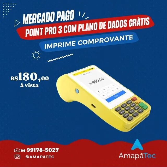 Maquininha de Cartão Point Pro 3 4G Mercado Pago