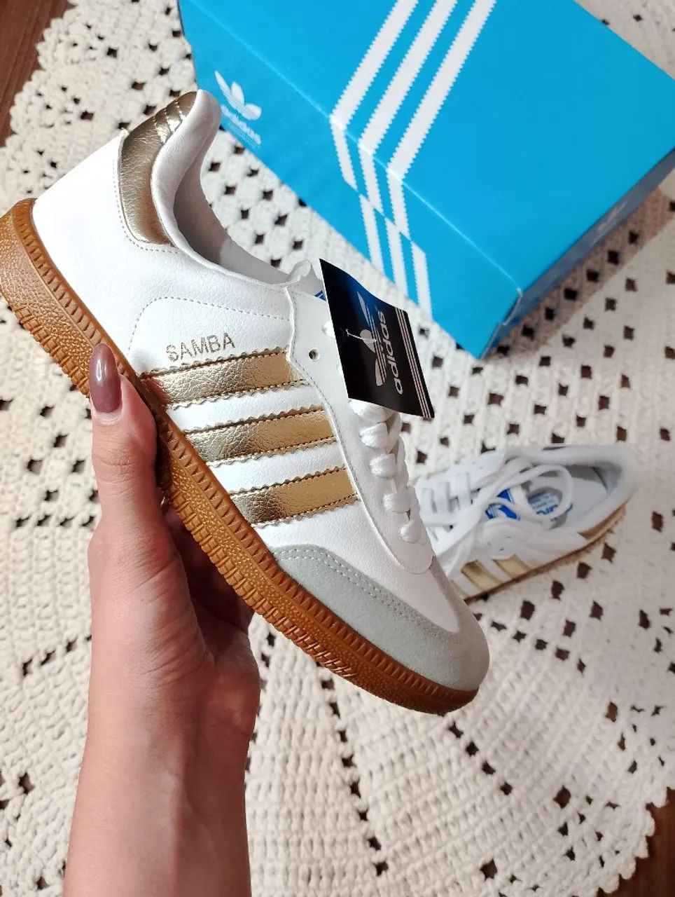 Tênis Adidas Samba Branco e Dourado n°36Novo  - Foto 2