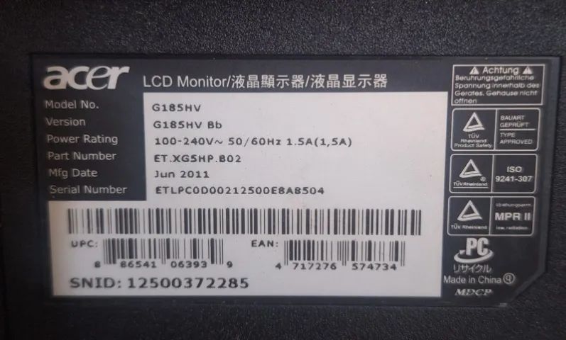 MONITOR LCD 18,5" ACER G185HV - VOLTAGEM: BIVOLT - Foto 5