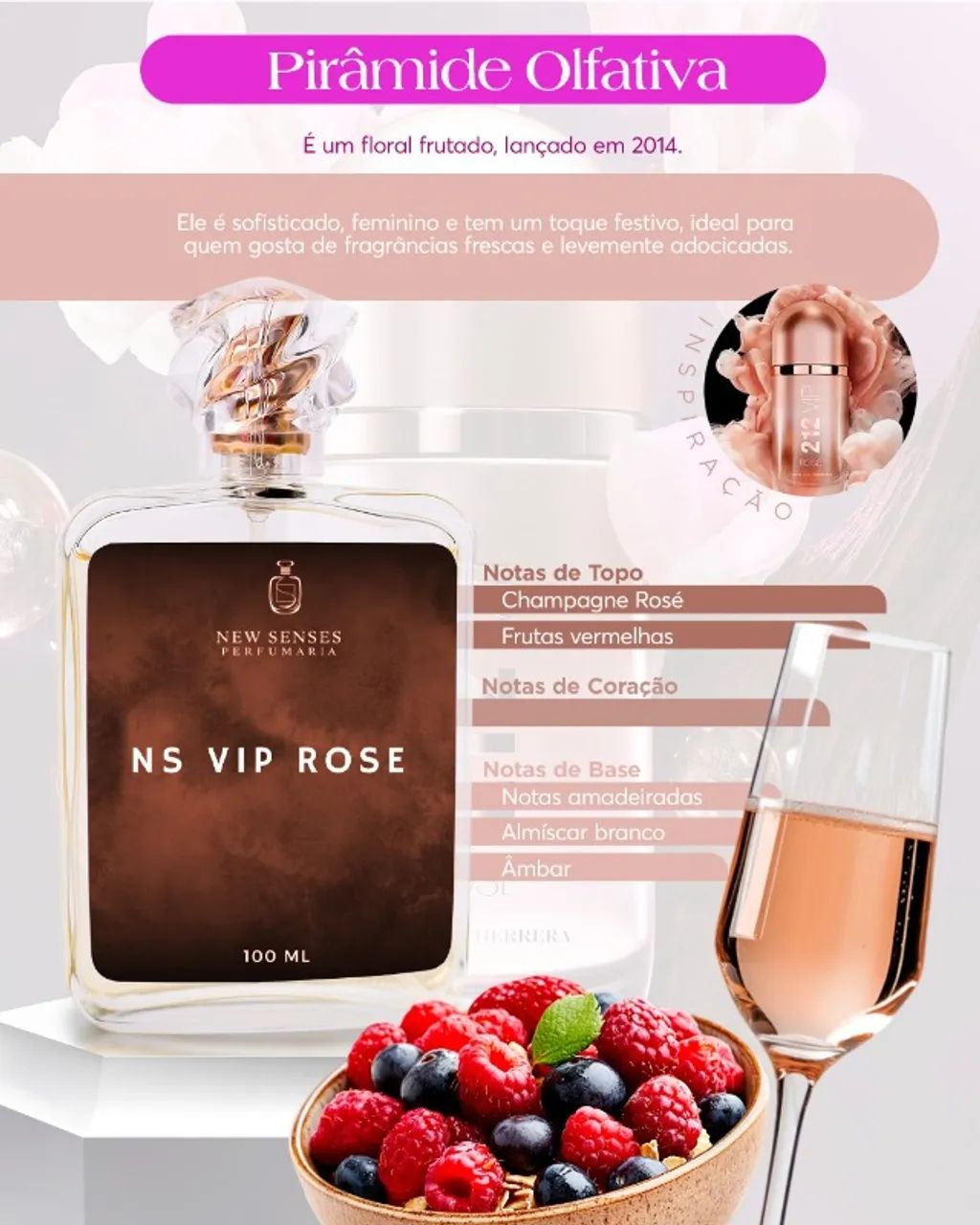 Perfume Inspiração 212 VIP ROSE - NS VIP ROSE | MELHOR FIXAÇÃO - Foto 2