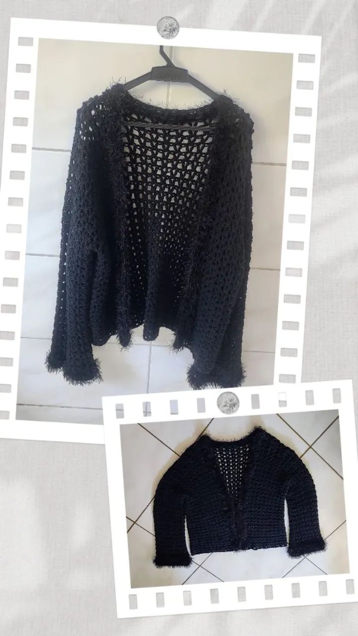 Casaco Crochê Preto