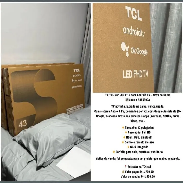 TV TCL 43" LED FHD Android TV - Nova na Caixa