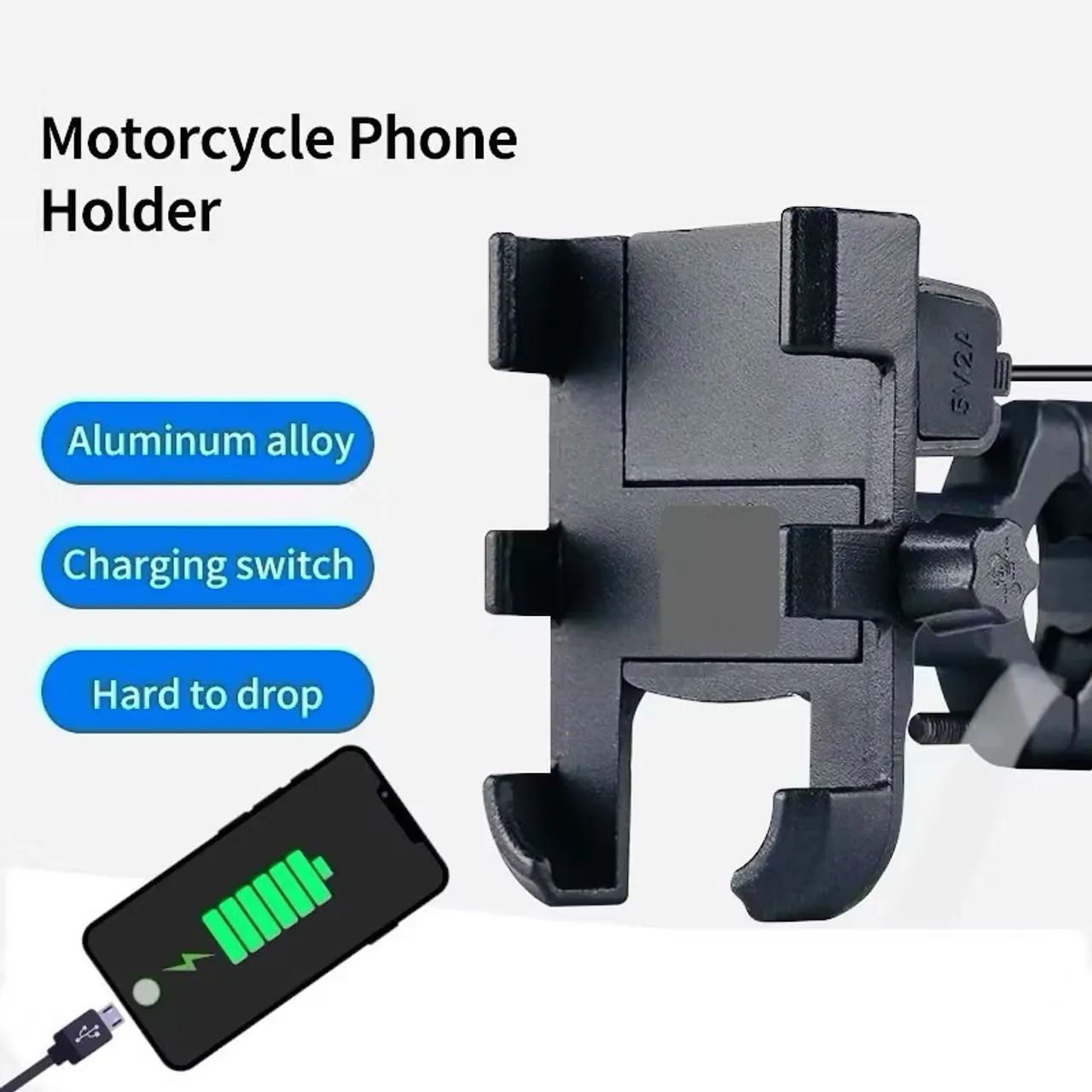 Suporte Celular Carregador USB Moto Bike Giratorio 360 Aluminio Resistente