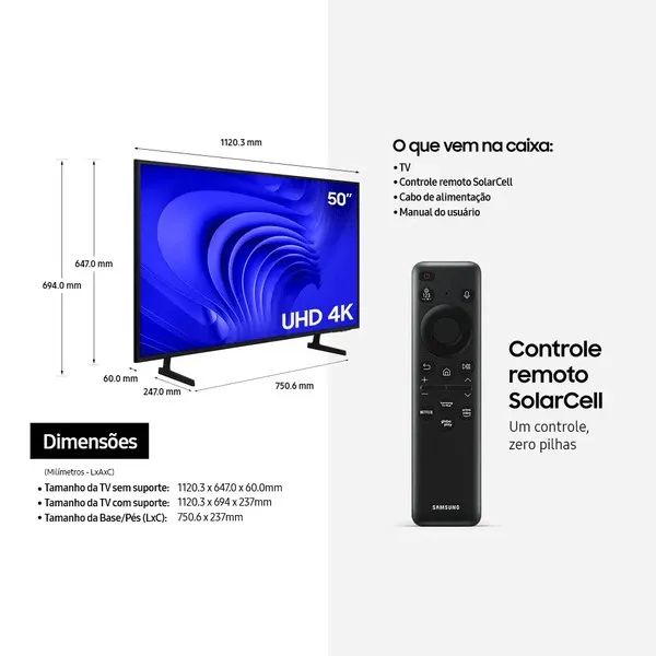 Samsung Smart TV 50" UHD 4K 50DU * - PRODUTO NOVO LACRADO DE FÁBRICA COM NF