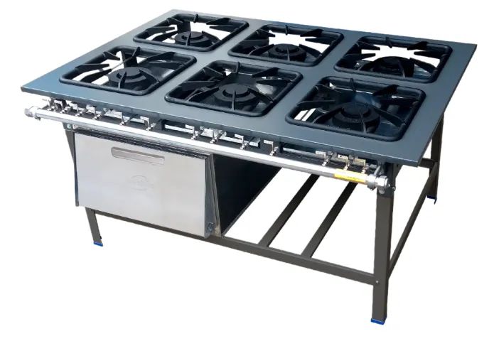 Fogão Industrial 6 bocas 40x40 Queimadores Duplos Com Forno