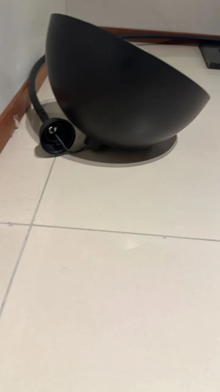 Abajur Piso Arco Pescador 2m Base Pedra Cúpula Preto - Preto - Foto 3