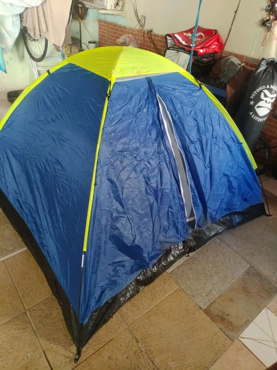 Barraca de Camping Azul e Amarelo 4 LUGARES - Foto 3