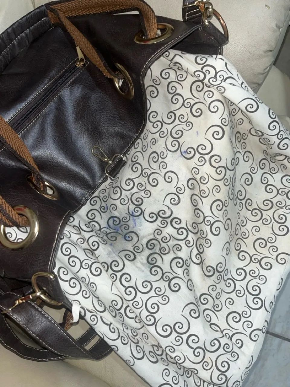 Bolsa sacola grande marrom - 2 alças (ombro e transversal) - Foto 2