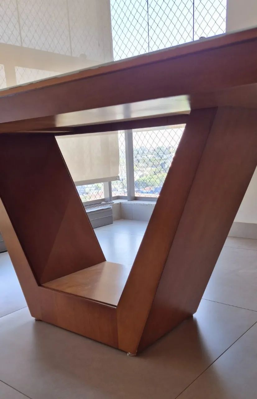 MESA DE JANTAR RETANGULAR PARA 6 OU 8 LUGARES - TAMPO DE VIDRO - Foto 4