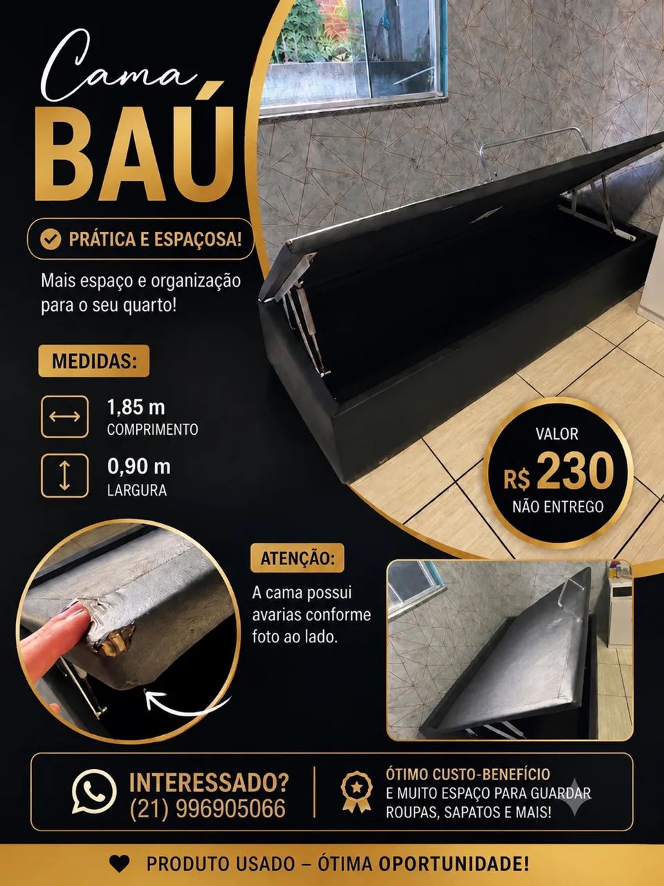 Base de cama baú solteiro