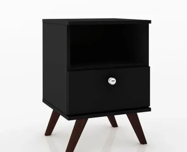 Mesa cabeceira preta retrô