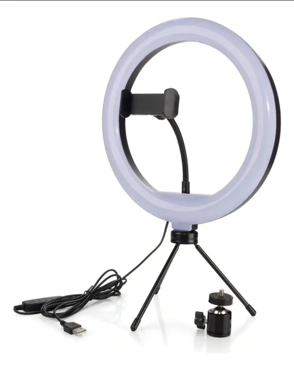 Ring Light oásis 20cm 8 polegadas com Tripé de Mesa USB 3 Tons de Cor - Foto 3
