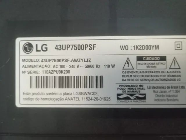 PLACAS E PEÇAS SMART TV 4K UHD 43" LG 43UP7500PSF - Foto 3