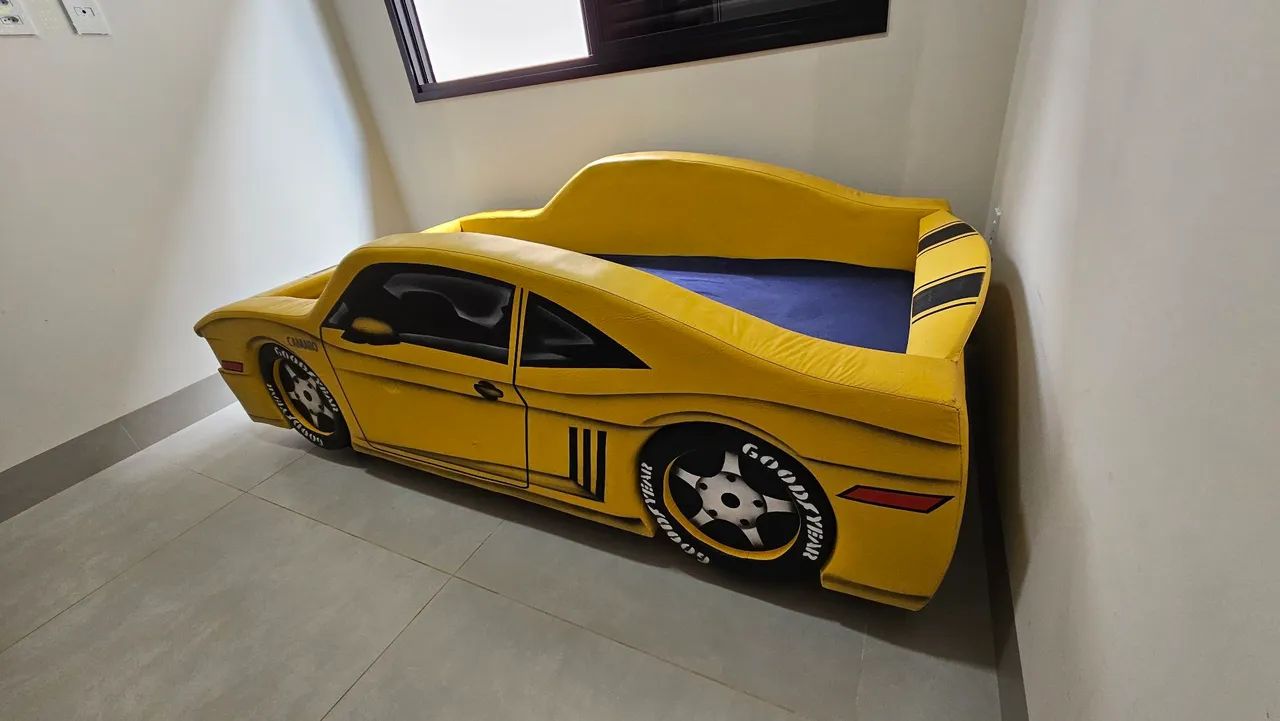 Cama Solteiro de Carro Camaro Amarela Estofada! - Entrega  Grátis  - Foto 5