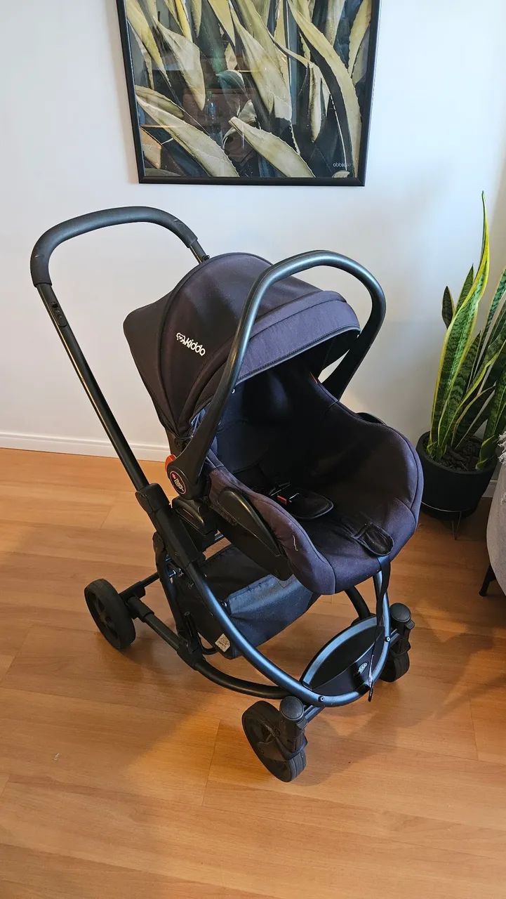 Carrinho de bebê Kiddo Prima com Bebe Conforto preto e cinza - Foto 5