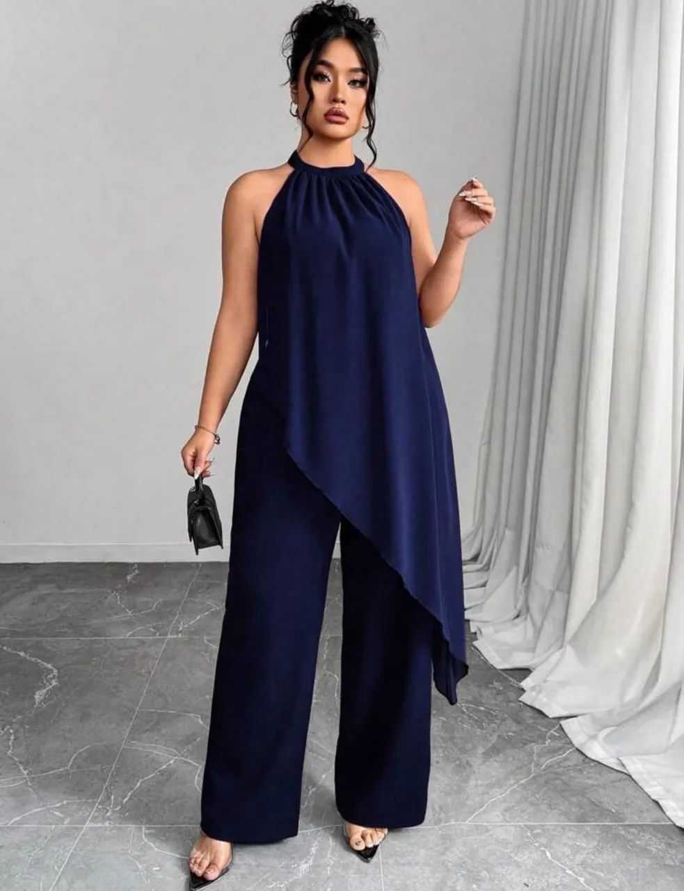 Macacao azul marinho plus size g2 pantalona