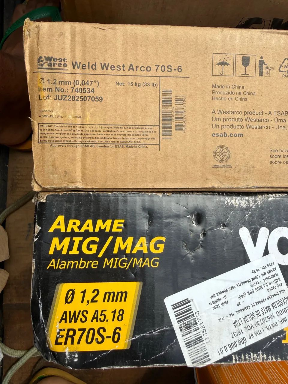 Arame MIG cobre e revestimento 