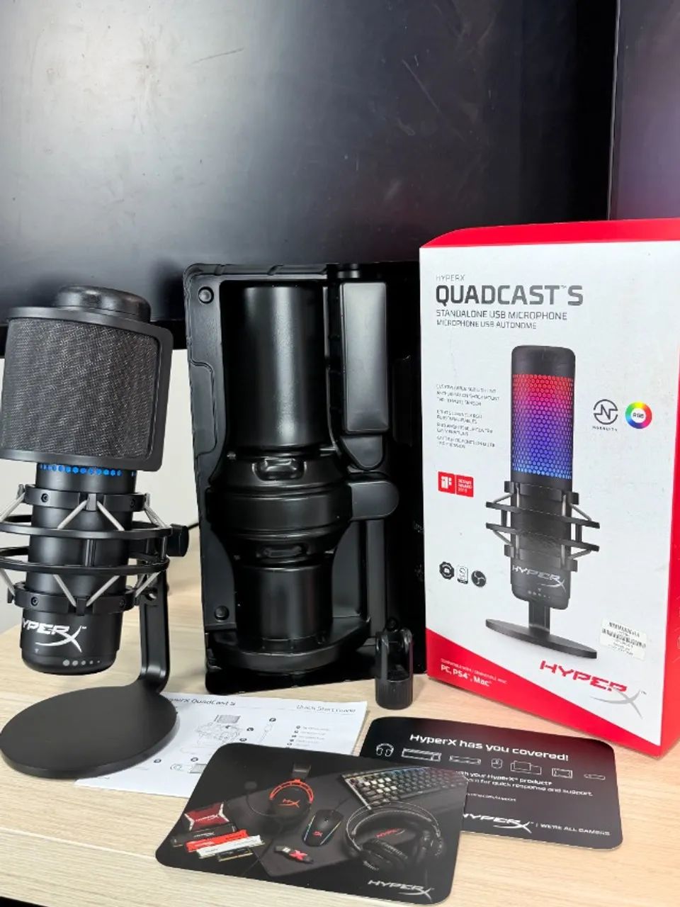 Microfone Gamer Hyperx Quadcast S + Pop Filter Funcionando Original Usado - Foto 5