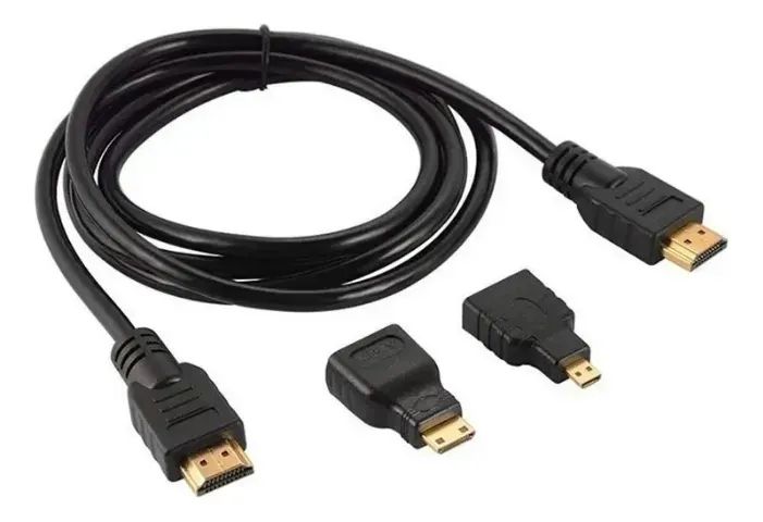 Cabo Hdmi 3 em1 1,5m Adaptadores Mini e Micro- Para TVs, Micros e projetores - Foto 2
