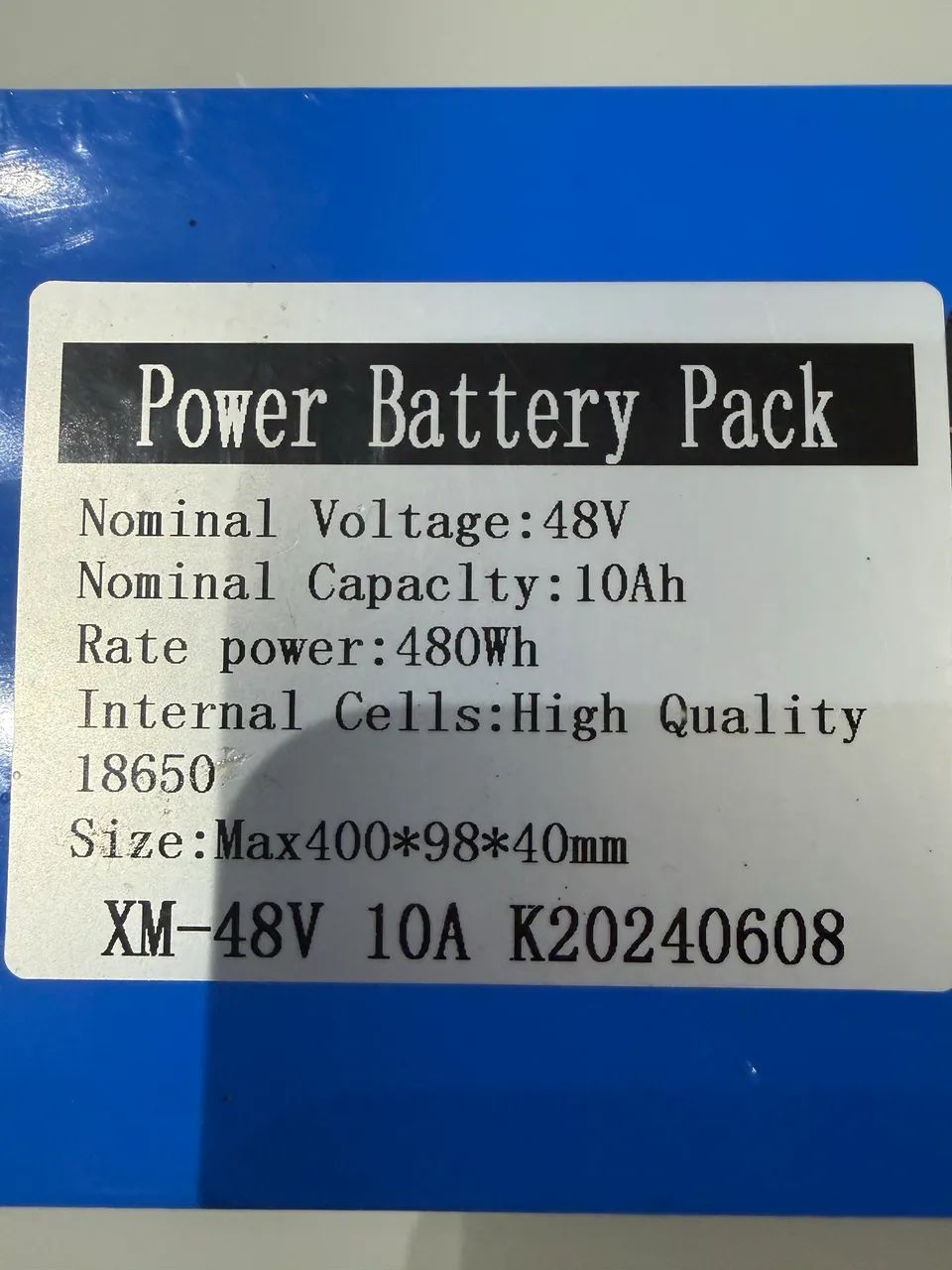 Bateria 48V 10Ah - 480Wh para bicicleta elétrica / veículo elétrico
