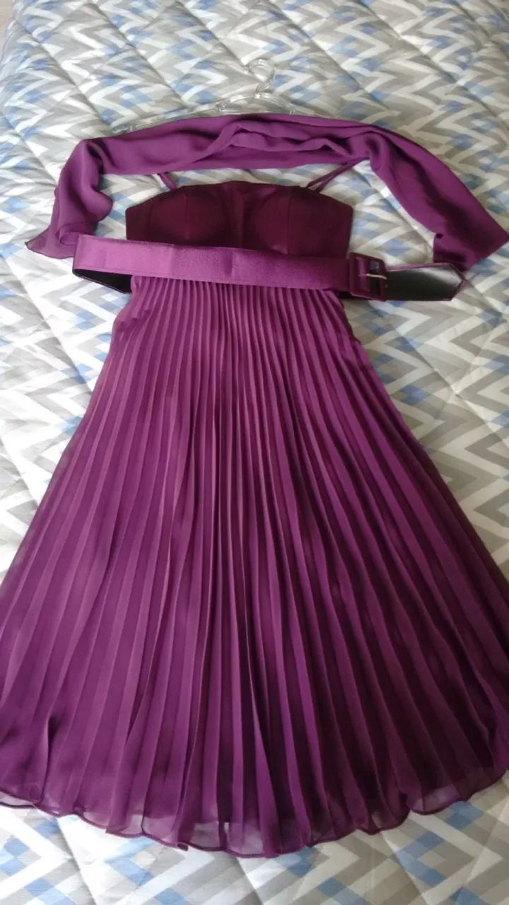 Vestido roxo plissada - Foto 2