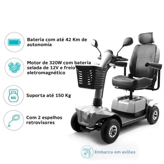 Scooter Dellamed - Cadeira de rodas elétrica motorizada 