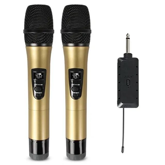 Microfone Duplo sem fio Tomate dourado MT-2306B
