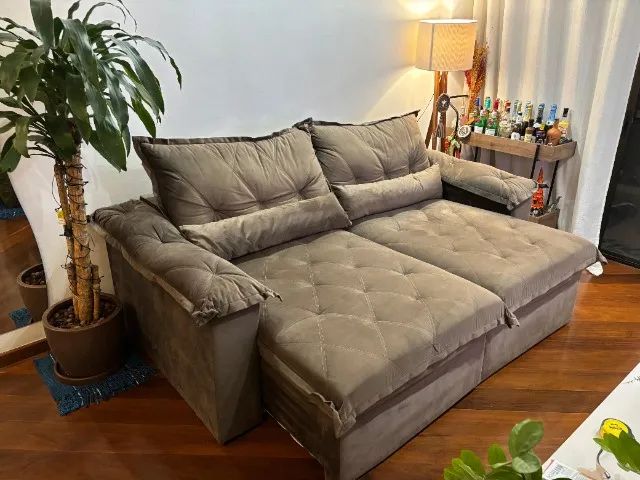 Sofá Retrátil e Reclinável 3 Lugares 2.40m - Marrom - Foto 2