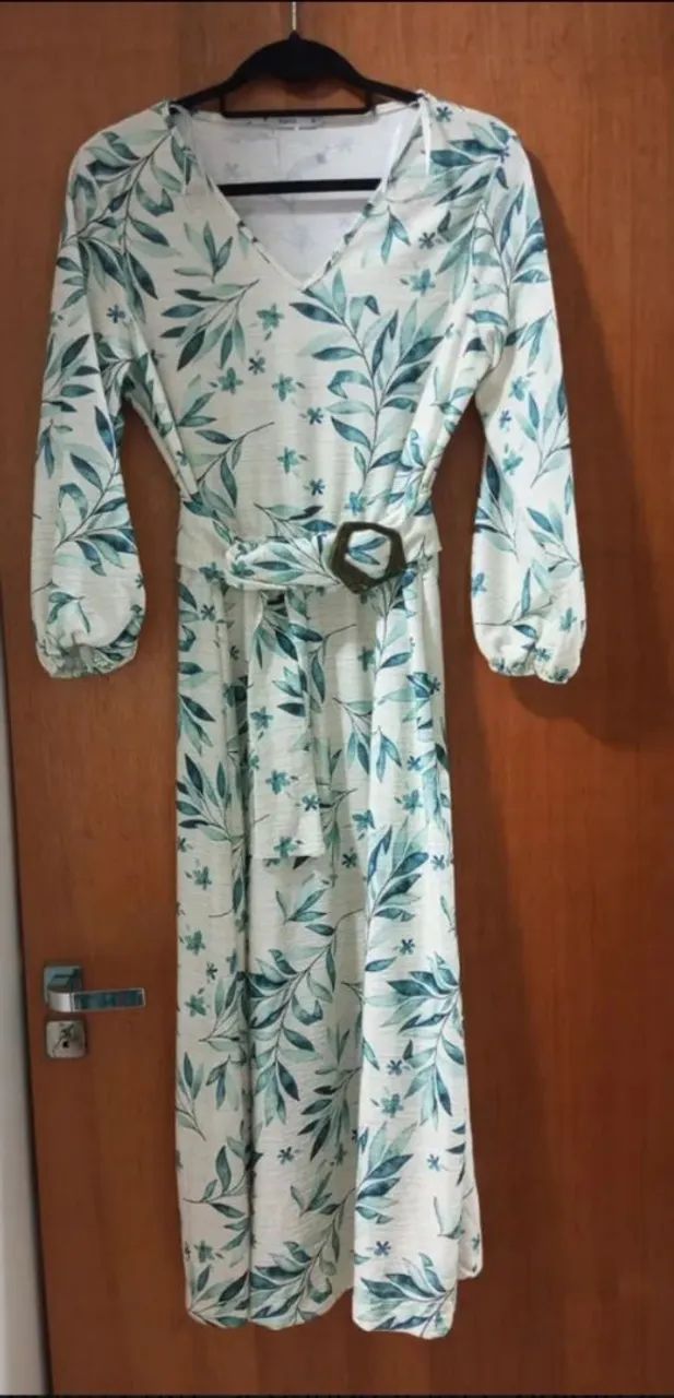 vestido midi estampado folhas m - Foto 3