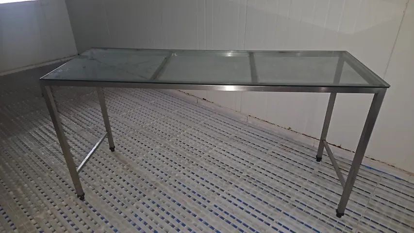 Bancada inox com vidro 180x060