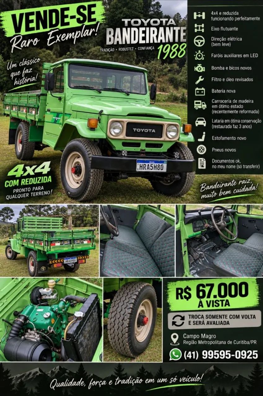 Toyota Band.Picape CD 2P Chassi Longo Diesel 1988