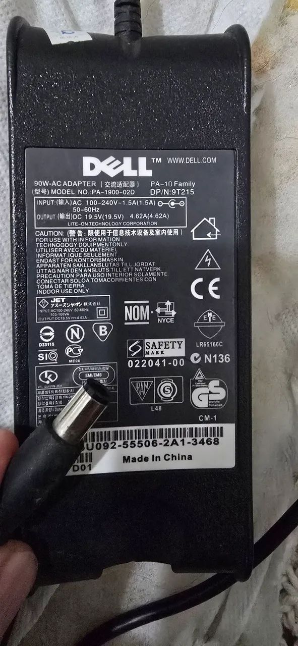 Fonte notebook dell 4.62a 19.5v