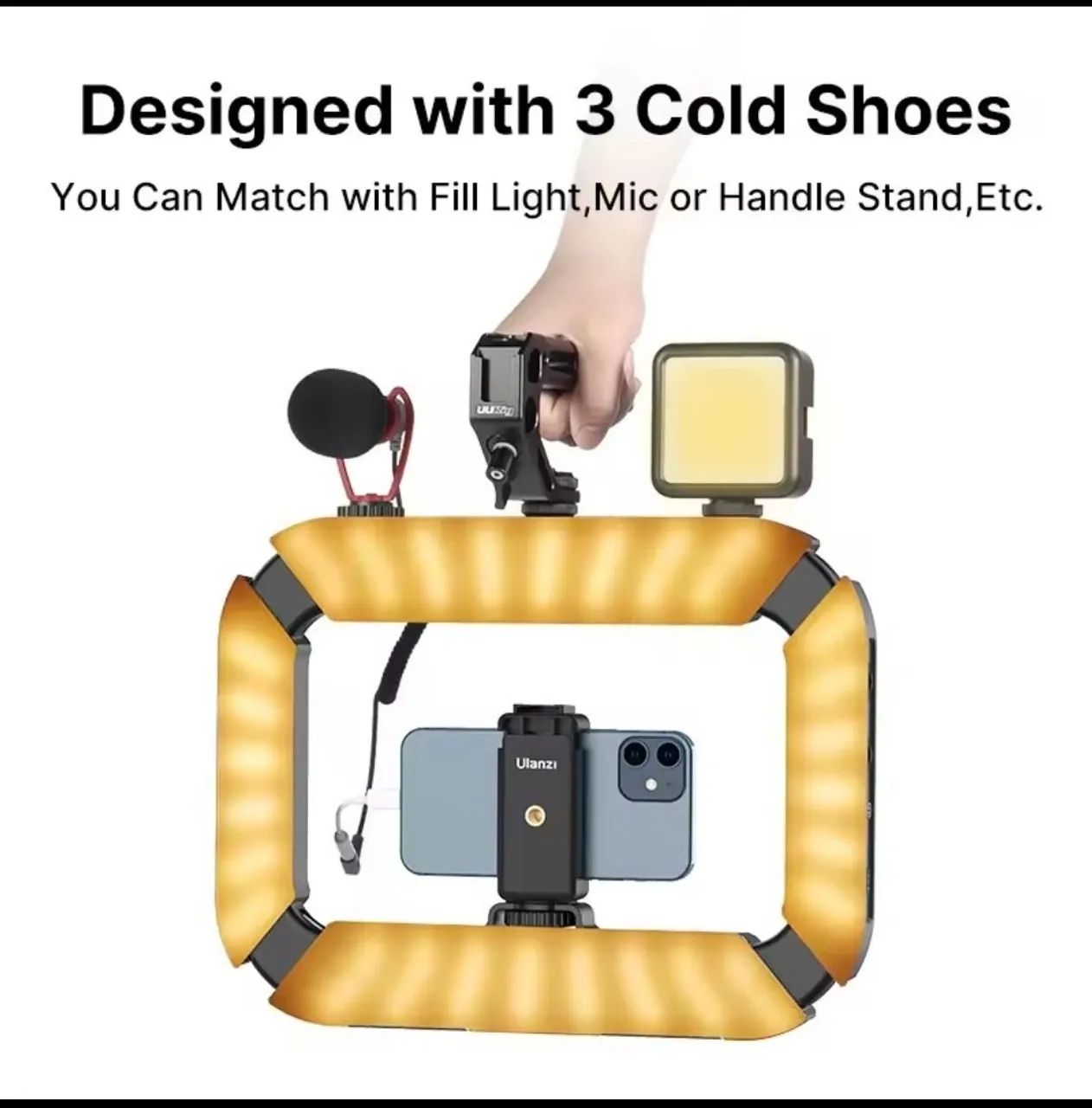 Ulanzi U200 Rig de Iluminação LED Bicolor e Suporte para Celular e Câmera - Foto 3