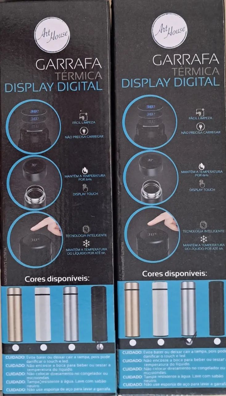 GARRAFA TÉRMICA DISPLAY DIGITAL - Art House Kit com 2 - Foto 4