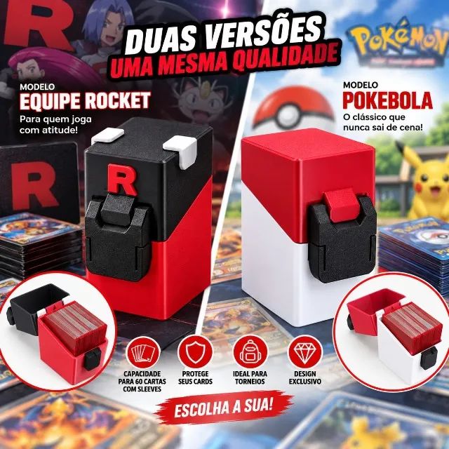 Deck Box Porta Cards Pokémon TCG 60 Cartas com Sleeves Competitiva - Foto 5