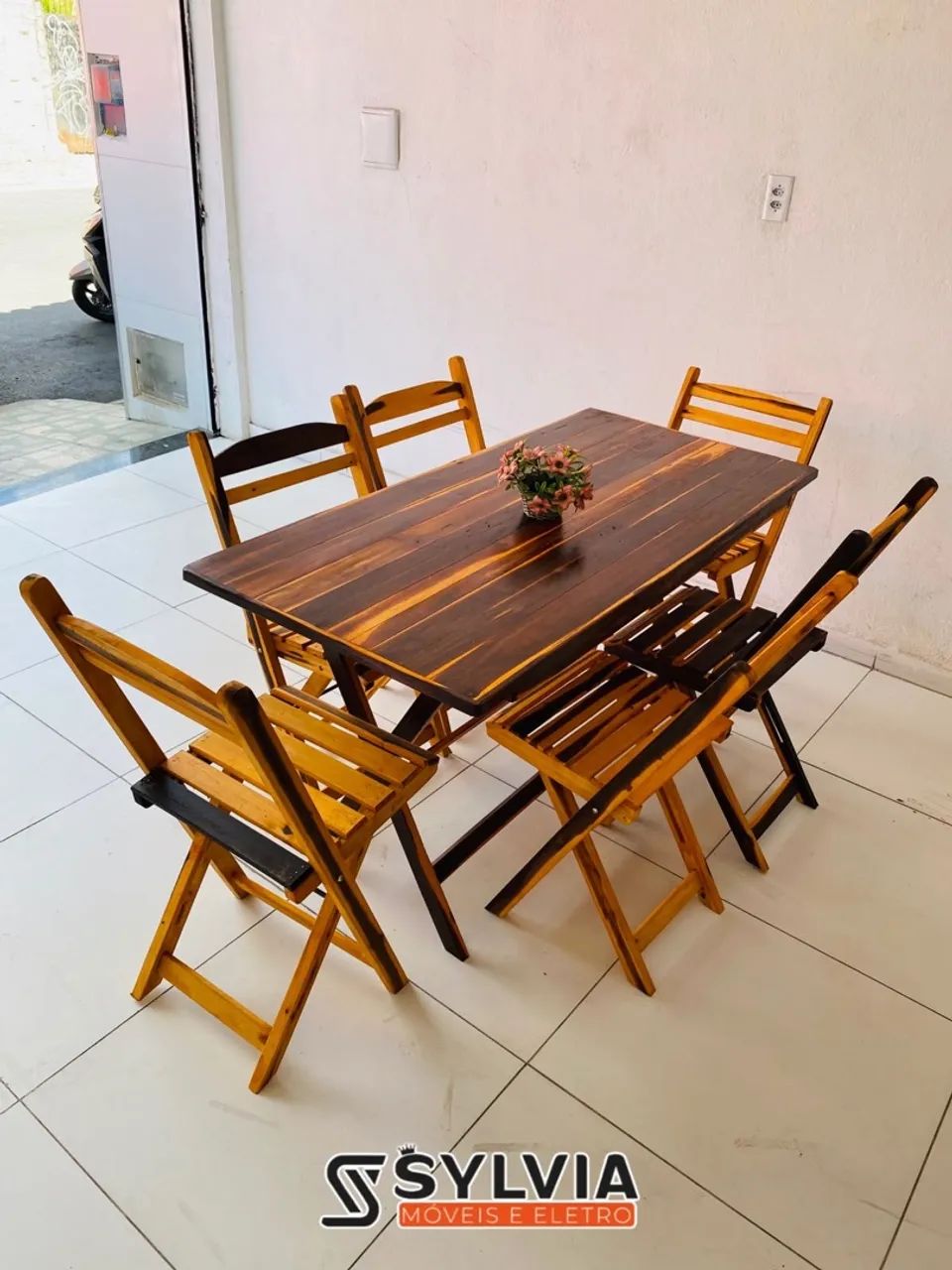 CONJUNTO 70x1,40 dobrável retangular envernizado 