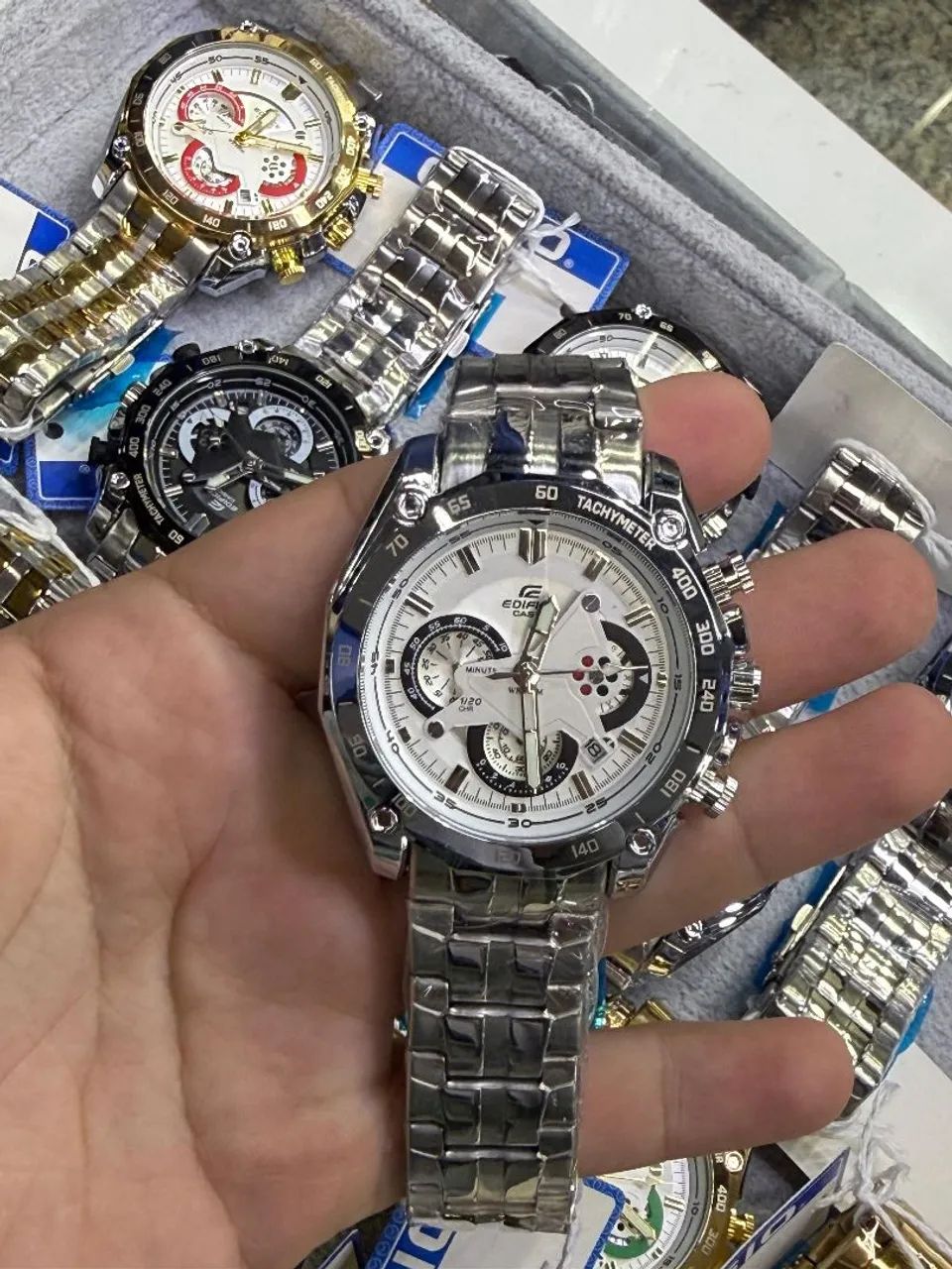 Relógio Estilo Casio Edifice Funcional - Aço Inoxidável com Calendário Funcional