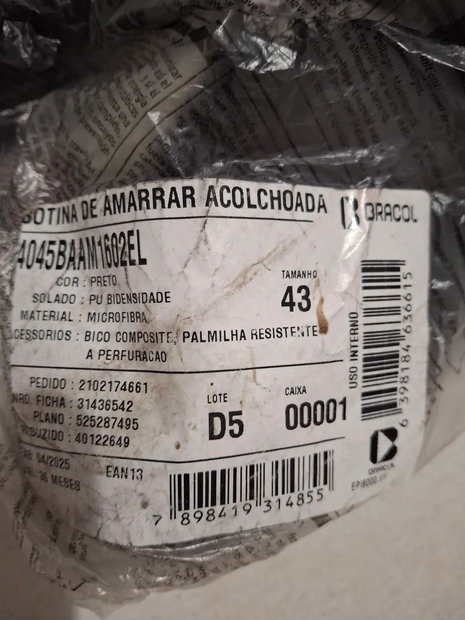 Bota de segurança para eletricista