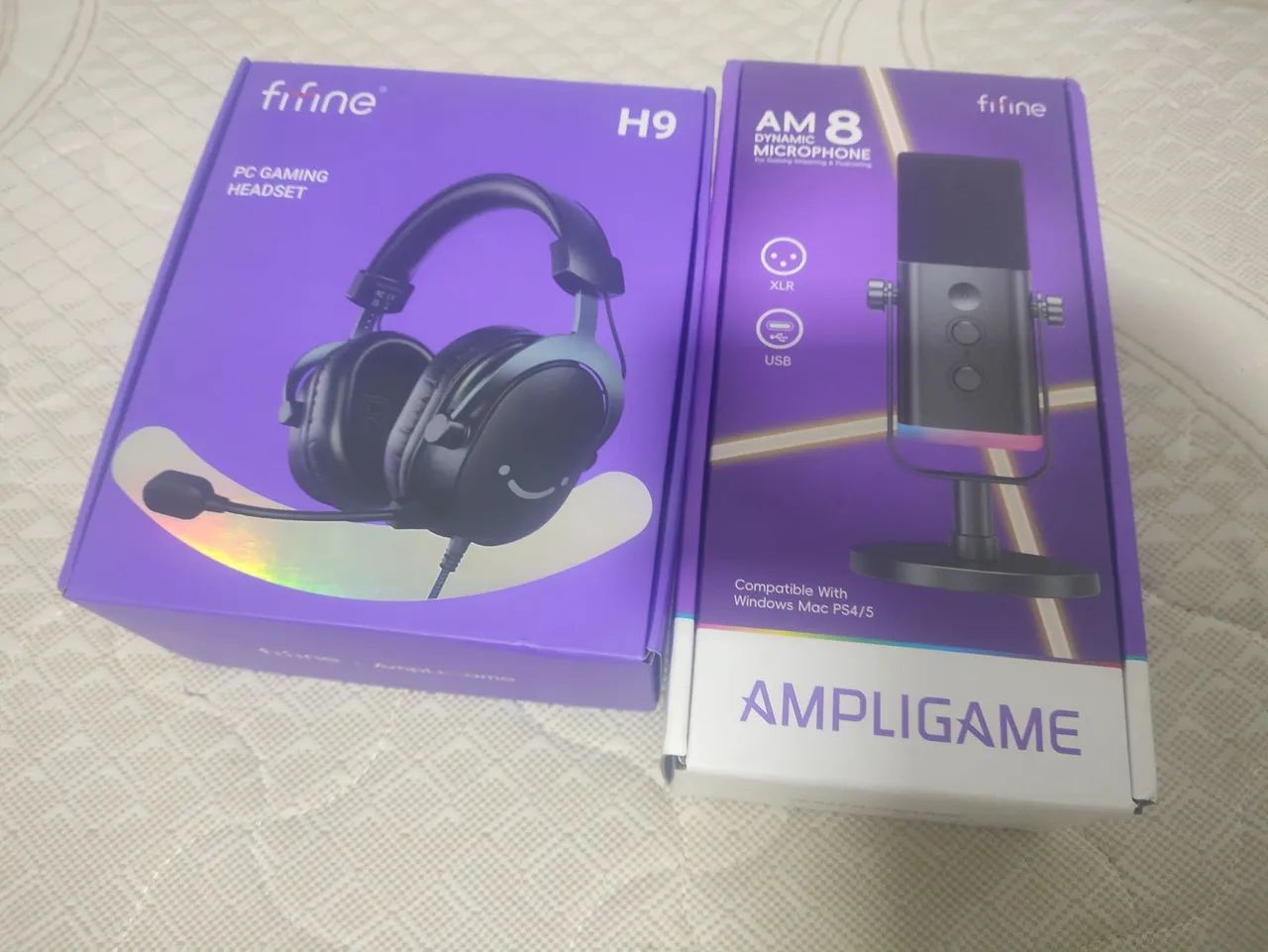Kit Microfone e Headset Fifine Branco