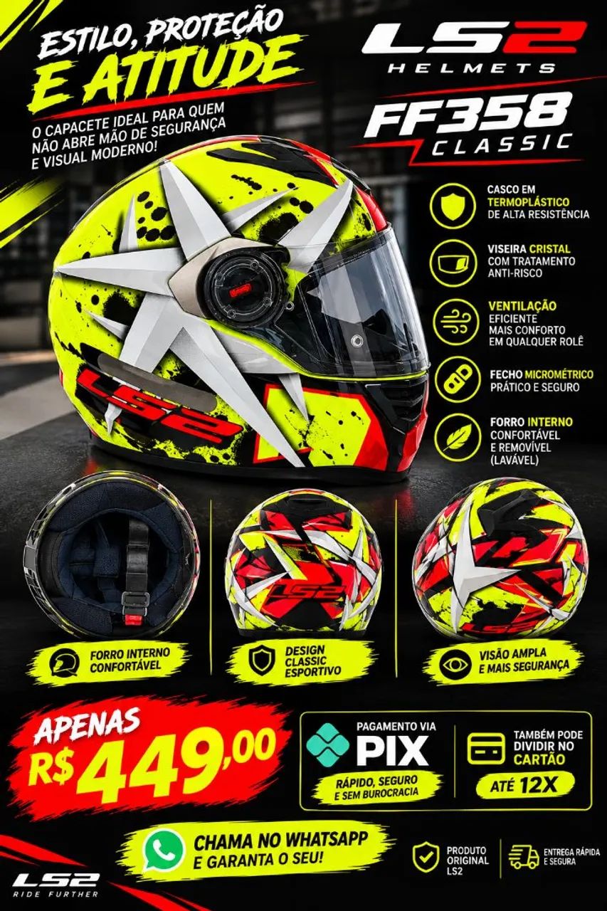 Capacete LS2 Helmets FF358 Classic
