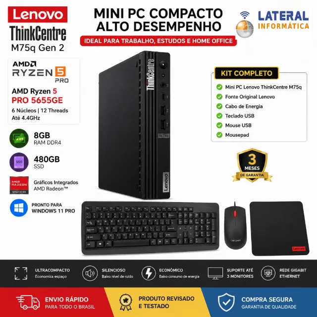 Mini PC Thinkcentre M75q Tiny Ryzen 5 16gb 256gb Ssd W11 Pro