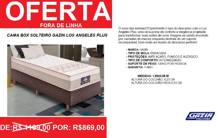 colchão + box - solteiro - em molas - compre e receba em 72 horas 