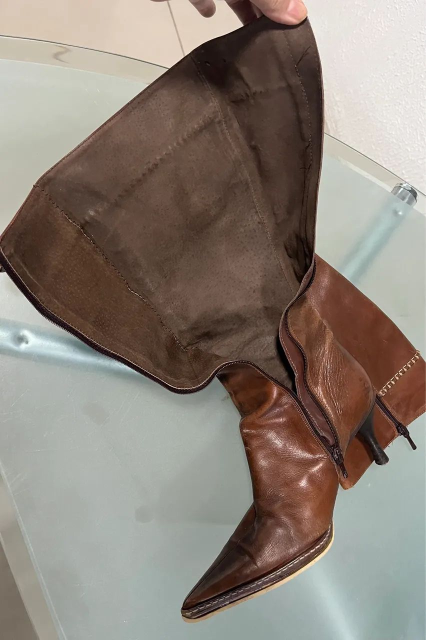 Bota de couro ZARA. Cano longo. - Foto 5